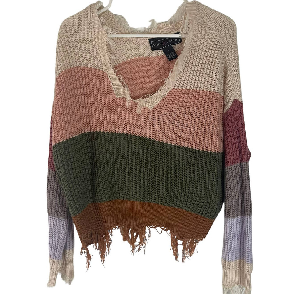 Polly‎ & Esther Women's Size Small Multicolor Knit Fringe Sweater